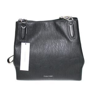 Calvin Klein Elaine Tote In Black Faux Leather NWT
